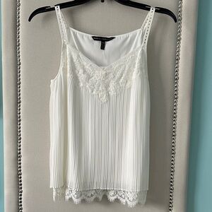 White House Black Market Pleated Cami Fully Lined Lace Trim NWT